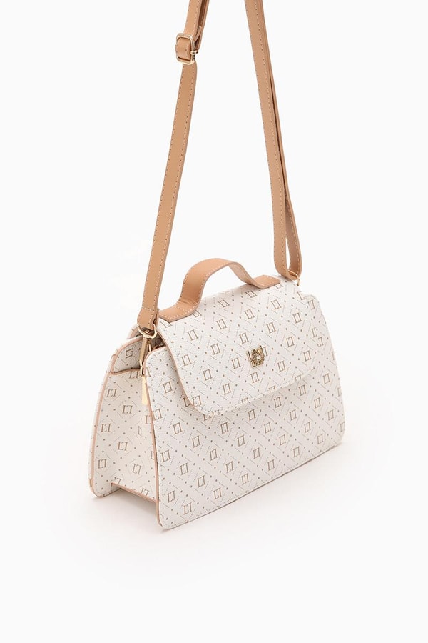 LevidorLevidor Bej Marka Baskılı Omuz Çantası