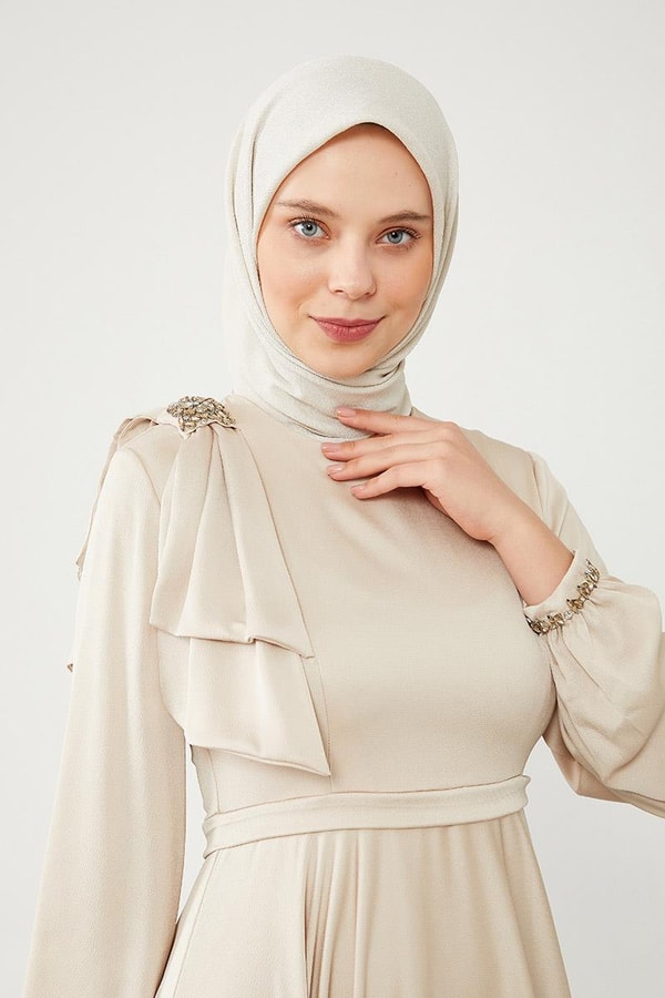 LevidorLevidor Bej Omuz Detaylı Elbise