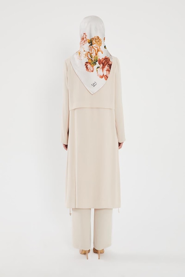 LevidorLevidor Bej Omzu broşlu tunikli hırka takım