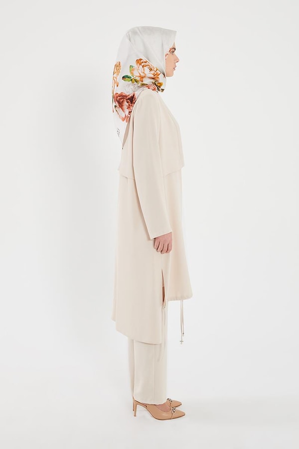 LevidorLevidor Bej Omzu broşlu tunikli hırka takım