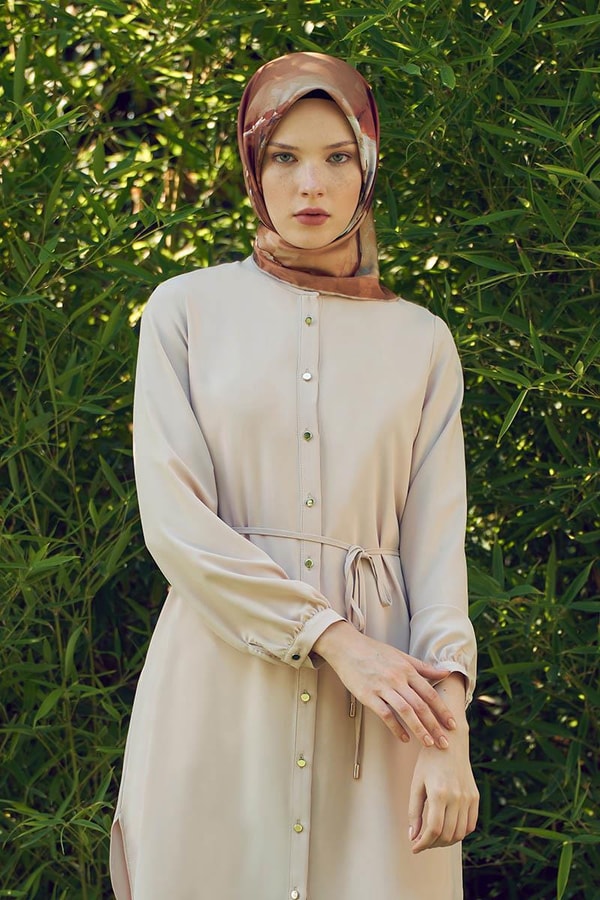 LevidorLevidor Bej Önü Düğmeli Tunik