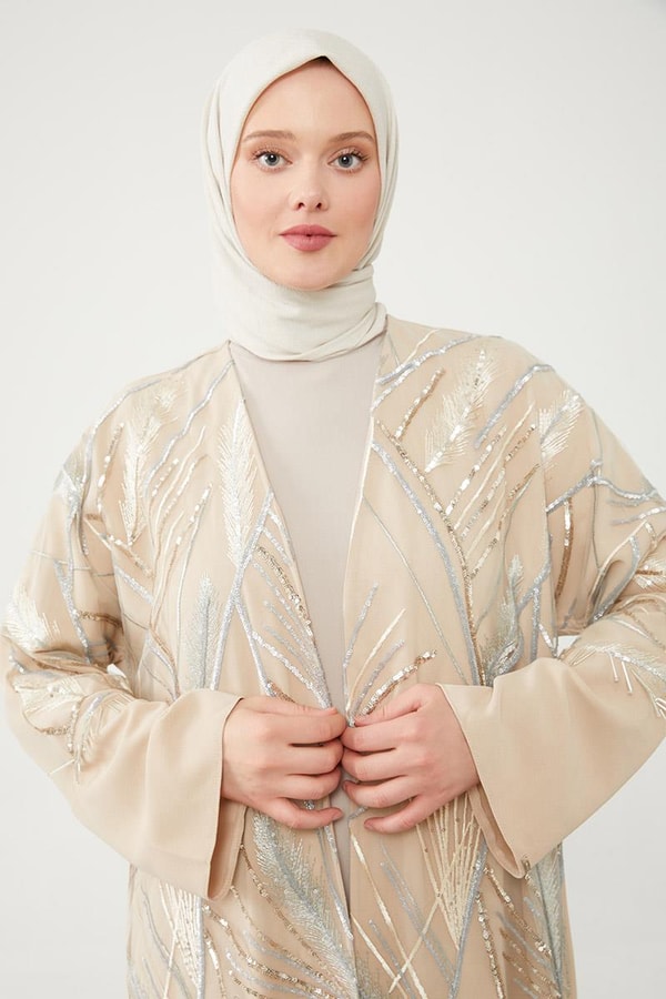 LevidorLevidor Bej Taş İşlemeli Ferace