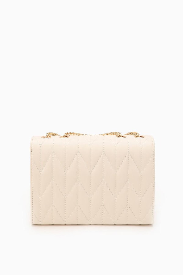 LevidorLevidor Bej Zincir Saplı Kabartma Desen Omuz Çantası