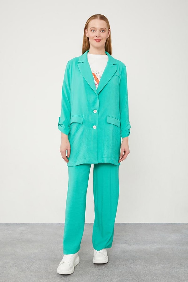 LevidorLevidor Benetton Baskılı İçlikli Geniş Paça Pantolonlu Ceket Takım