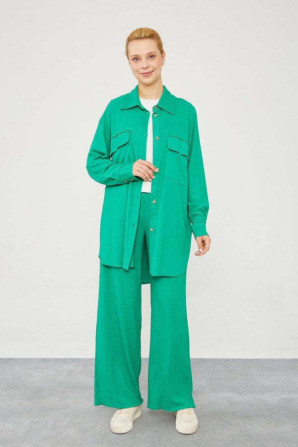 LevidorLevidor Benetton Cep İşlemeli Bürümcük Kumaş Takım