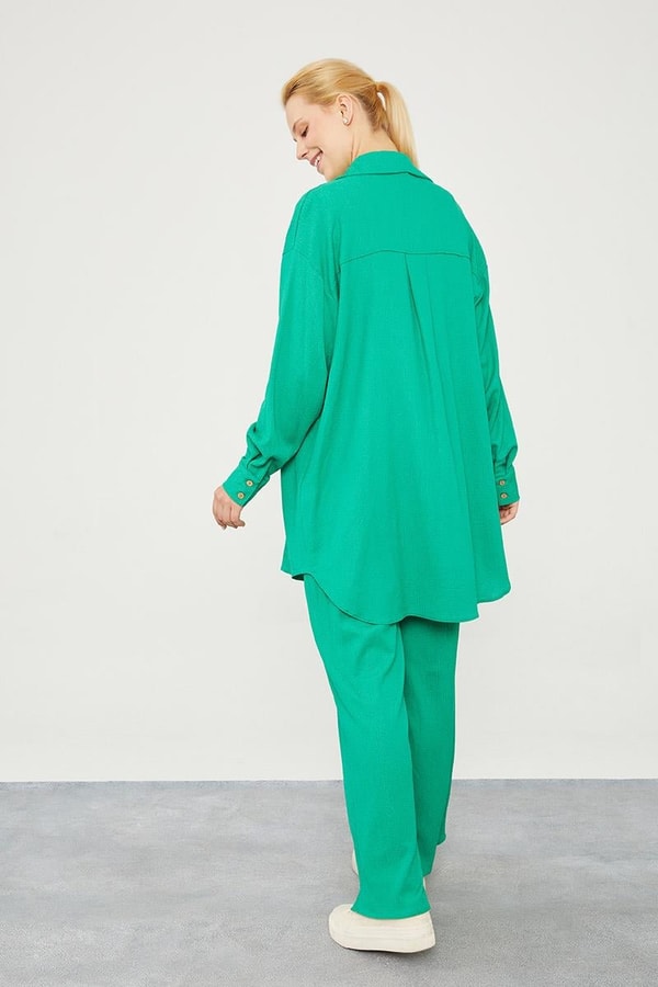 LevidorLevidor Benetton Cep İşlemeli Bürümcük Kumaş Takım