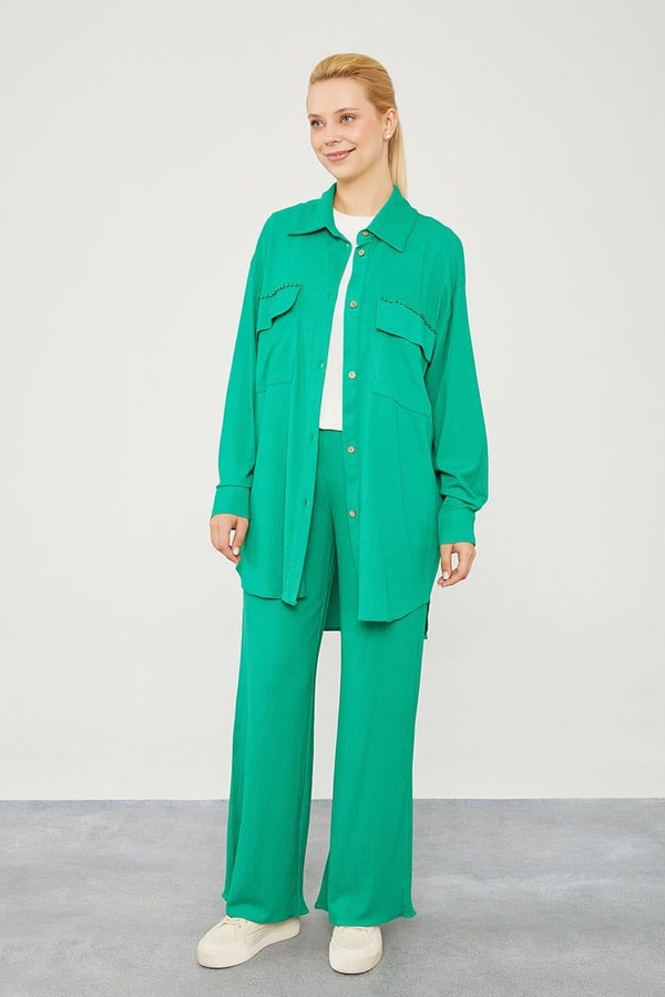 LevidorLevidor Benetton Cep İşlemeli Bürümcük Kumaş Takım