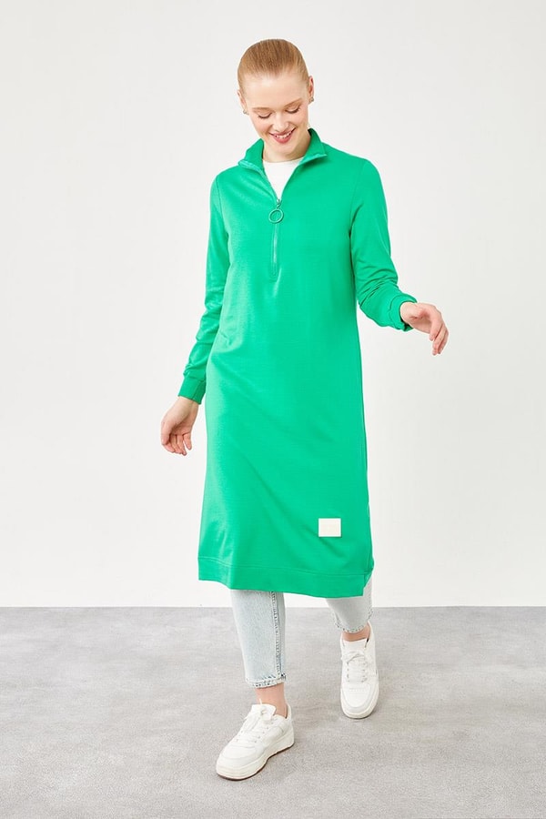 LevidorLevidor Benetton Dik Yaka Fermuar Kapamalı Uzun Tunik