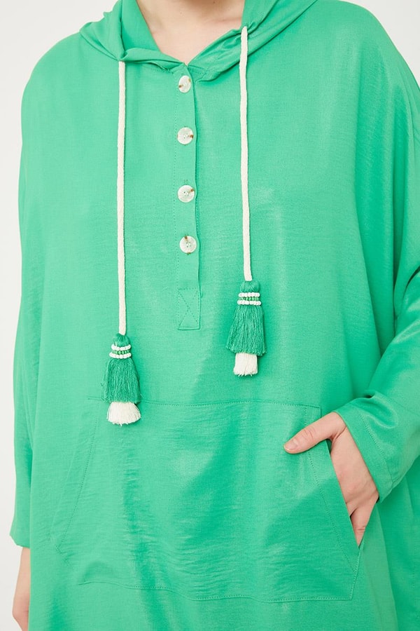 LevidorLevidor Benetton Kanguru Çepli Parlak Kumaş Tunik