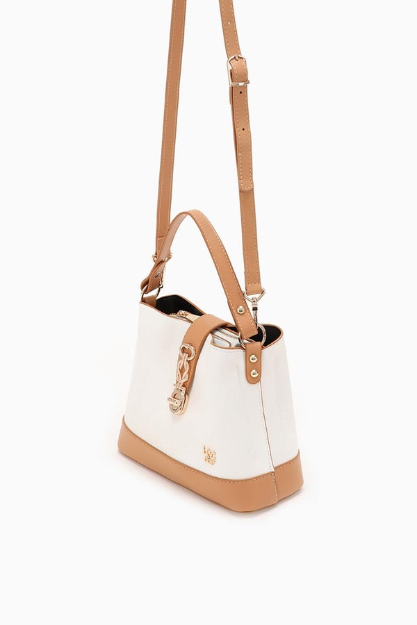 LevidorLevidor Beyaz Çift Renk Çıkarılabilir Askılı El Çantası