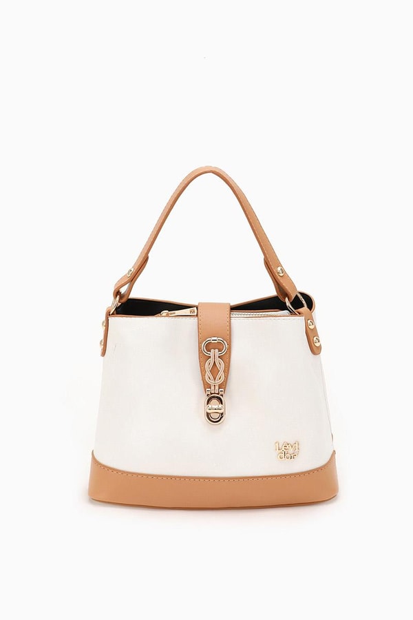 LevidorLevidor Beyaz Çift Renk Çıkarılabilir Askılı El Çantası