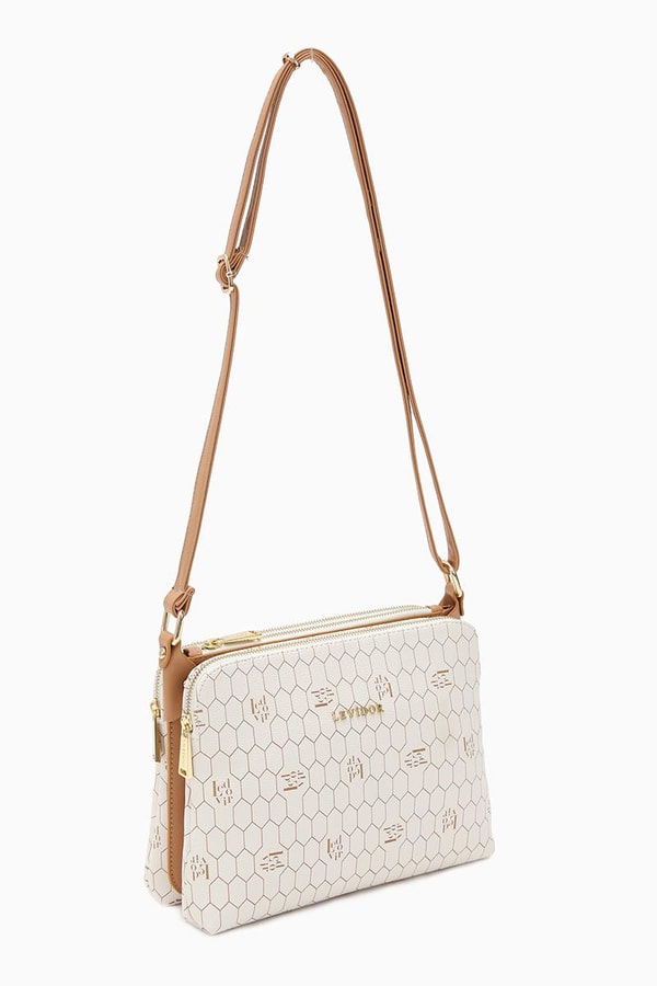 LevidorLevidor Beyaz Petek Baskılı Omuz Çantası