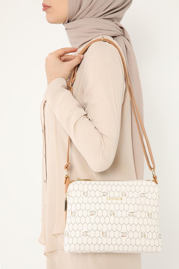 LevidorLevidor Beyaz Petek Baskılı Omuz Çantası