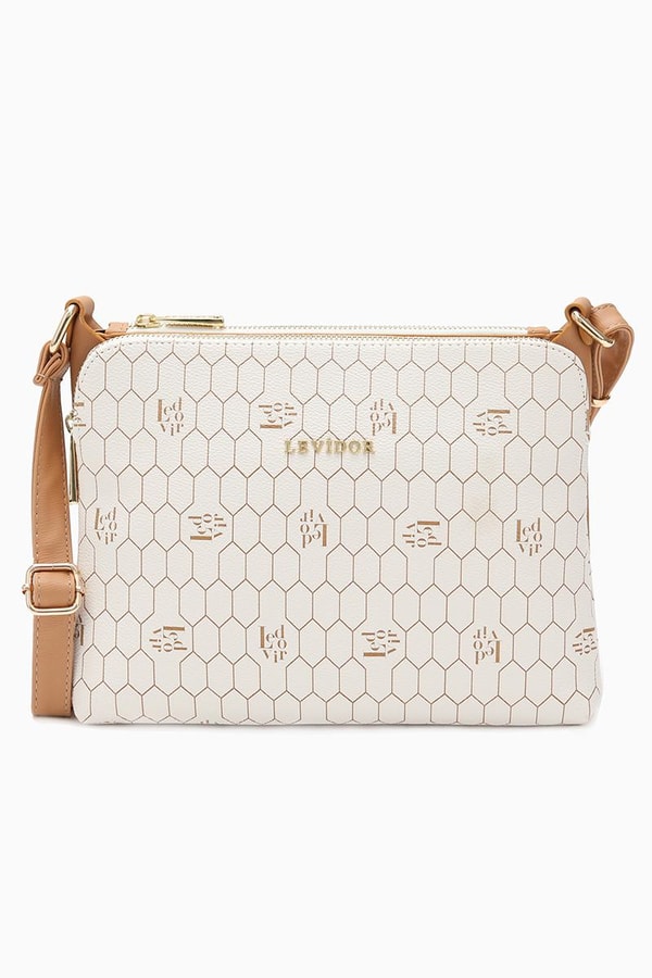 LevidorLevidor Beyaz Petek Baskılı Omuz Çantası