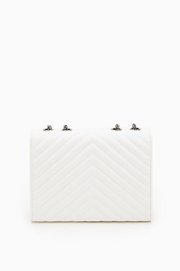 LevidorLevidor Beyaz Zincir Askılı Çıt Kapamalı Omuz Çantası