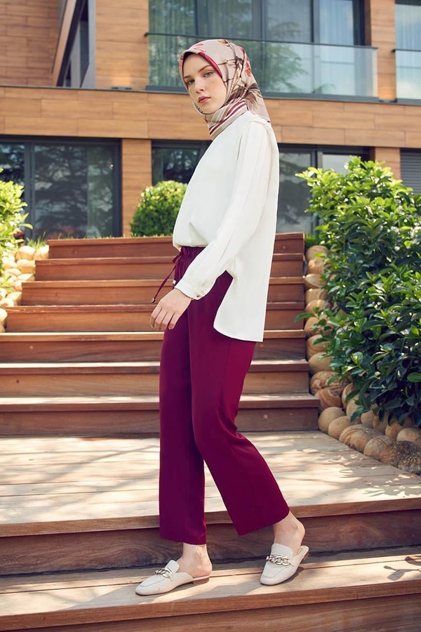 LevidorLevidor Bordo Beli Lastikli Spor Pantolon