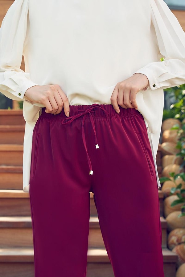 LevidorLevidor Bordo Beli Lastikli Spor Pantolon