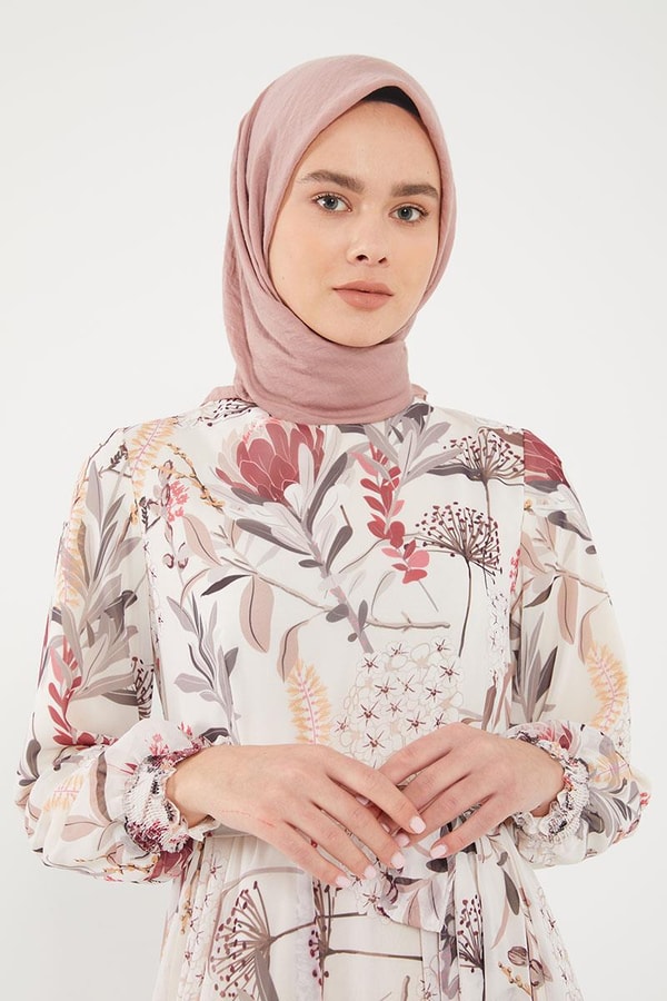 LevidorLevidor Bordo Çiçek desen şifon elbise