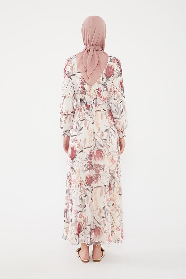 LevidorLevidor Bordo Çiçek desen şifon elbise