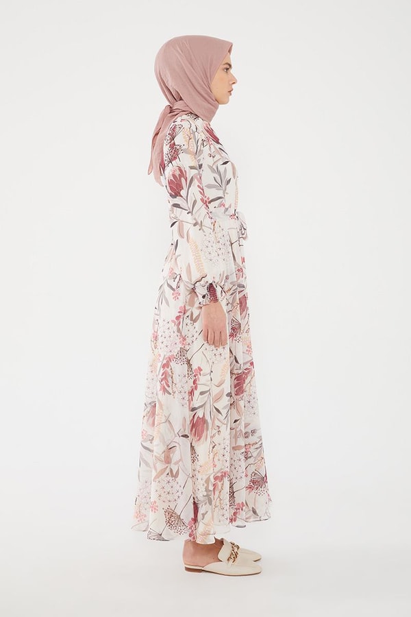 LevidorLevidor Bordo Çiçek desen şifon elbise