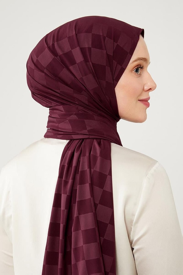 LevidorLevidor Bordo Dama Desen Jakarlı Elegance Şal