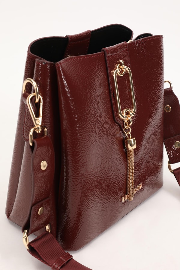 LevidorLevidor BORDO RUGAN Metal Püskül Detay Omuz Çantası