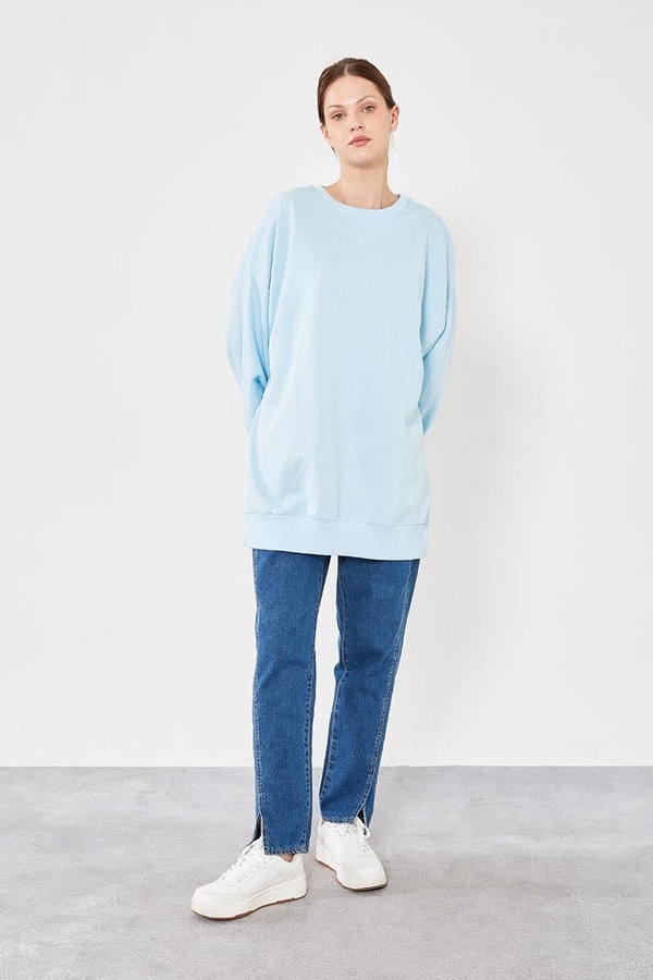 LevidorLevidor Buz Mavisi Bisiklet Yaka Oversize Sweat