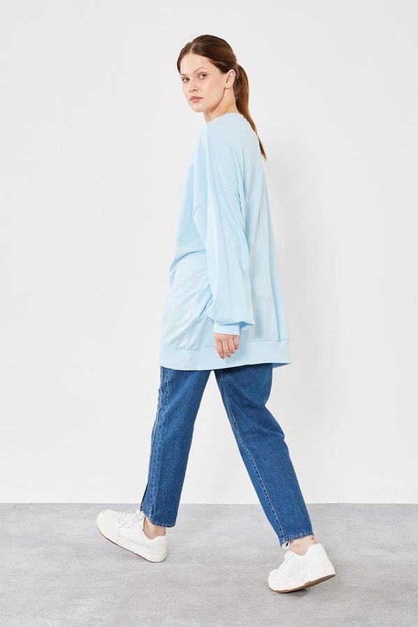 LevidorLevidor Buz Mavisi Bisiklet Yaka Oversize Sweat