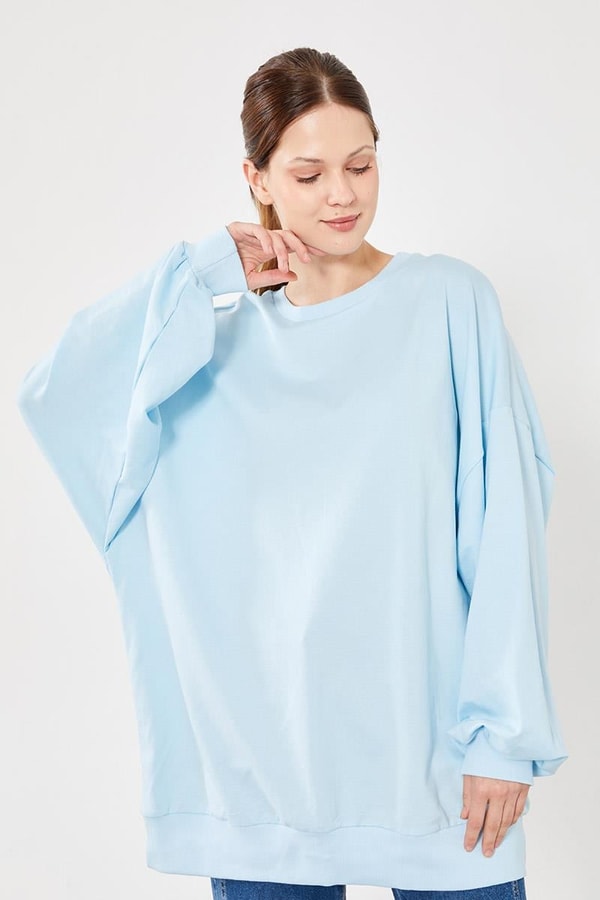 LevidorLevidor Buz Mavisi Bisiklet Yaka Oversize Sweat