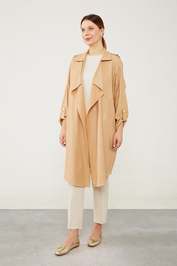 LevidorLevidor Camel Apolet Detaylı Kısa Kap