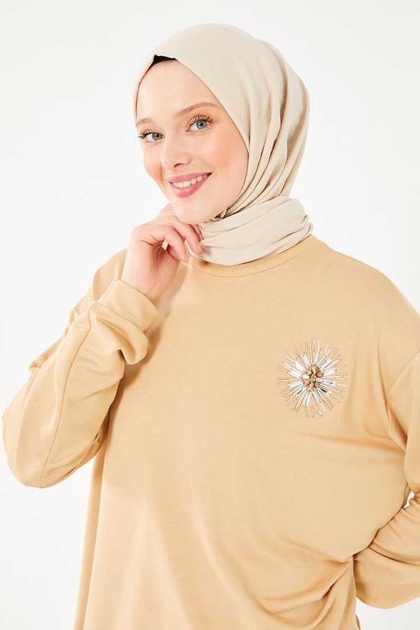LevidorLevidor Camel Baskılı Piliseli Etek Takım