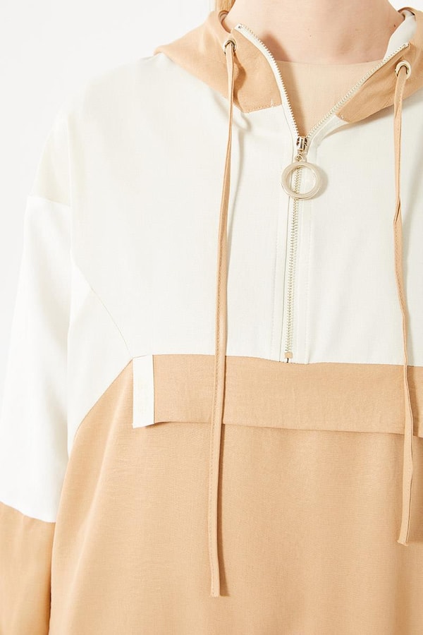 LevidorLevidor Camel-Bej Garnili Süs Cepli Fermuar Kapamalı Spor Takım