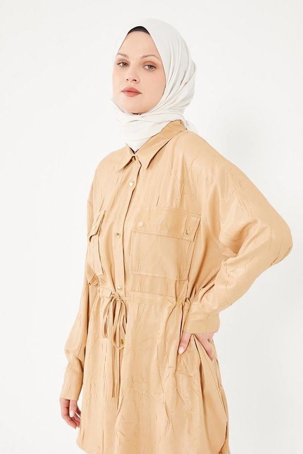 LevidorLevidor Camel Beli Büzgülü Pantolonlu Spor Takım