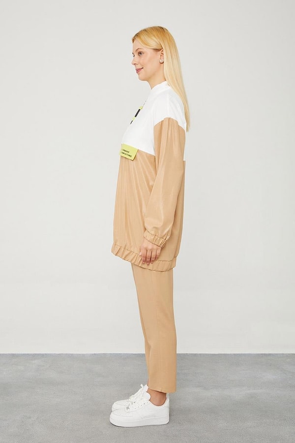 LevidorLevidor Camel Bisiklet Yaka Ribanalı Spor Takım