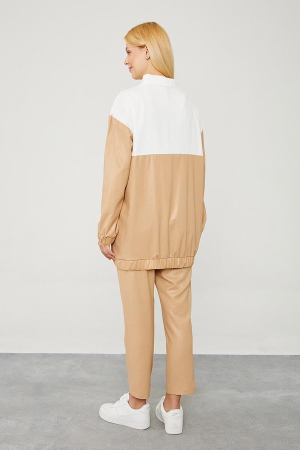 LevidorLevidor Camel Bisiklet Yaka Ribanalı Spor Takım