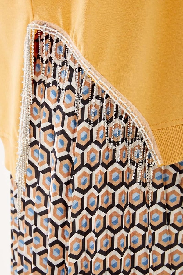 LevidorLevidor Camel Bluz Taşlı Pilise Etekli Takım