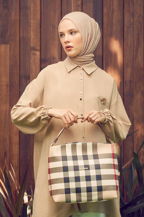 LevidorLevidor Camel Cebi Broşlu Tunik
