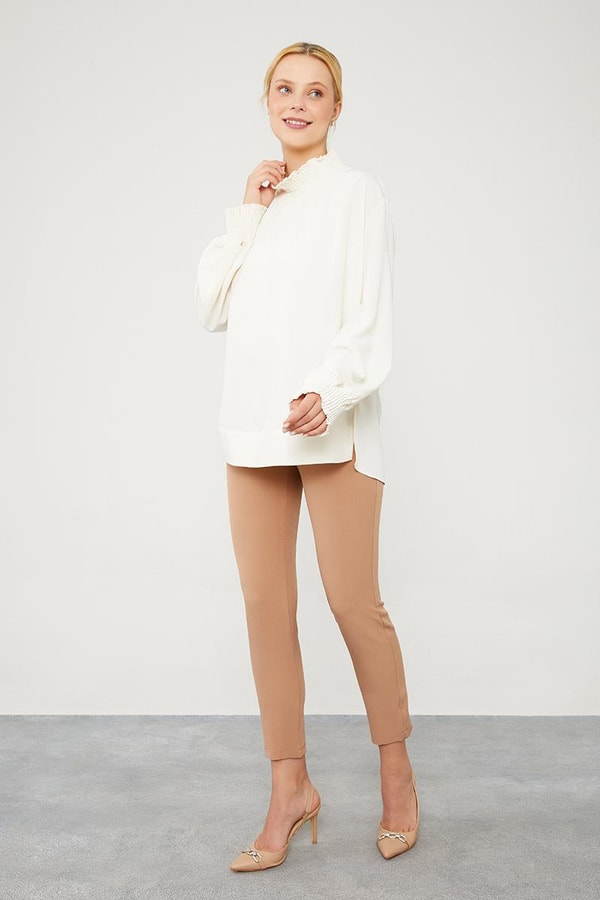 LevidorLevidor Camel Cep Detatlı Bilek Boy Pantolon