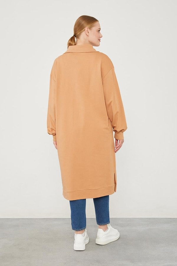 LevidorLevidor Camel Dik Yaka Fermuarlı Sweat