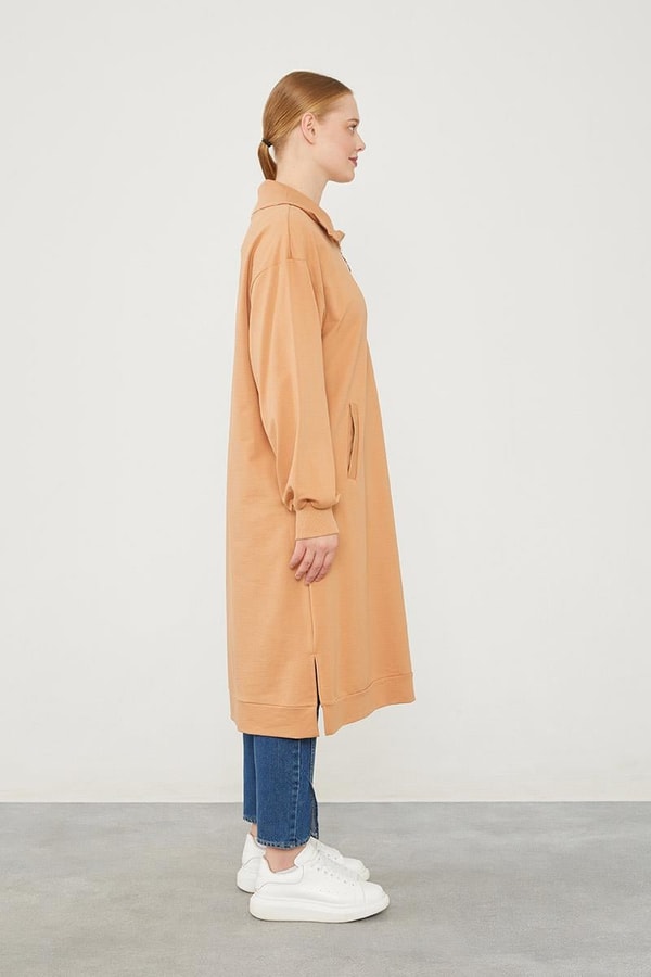 LevidorLevidor Camel Dik Yaka Fermuarlı Sweat
