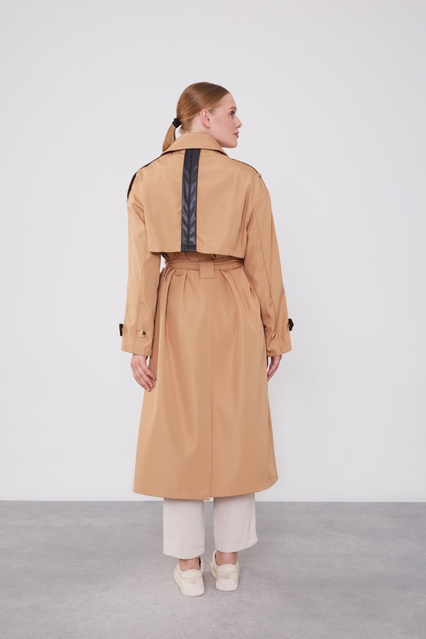 LevidorLevidor Camel Düğme Kapamalı Trençkot