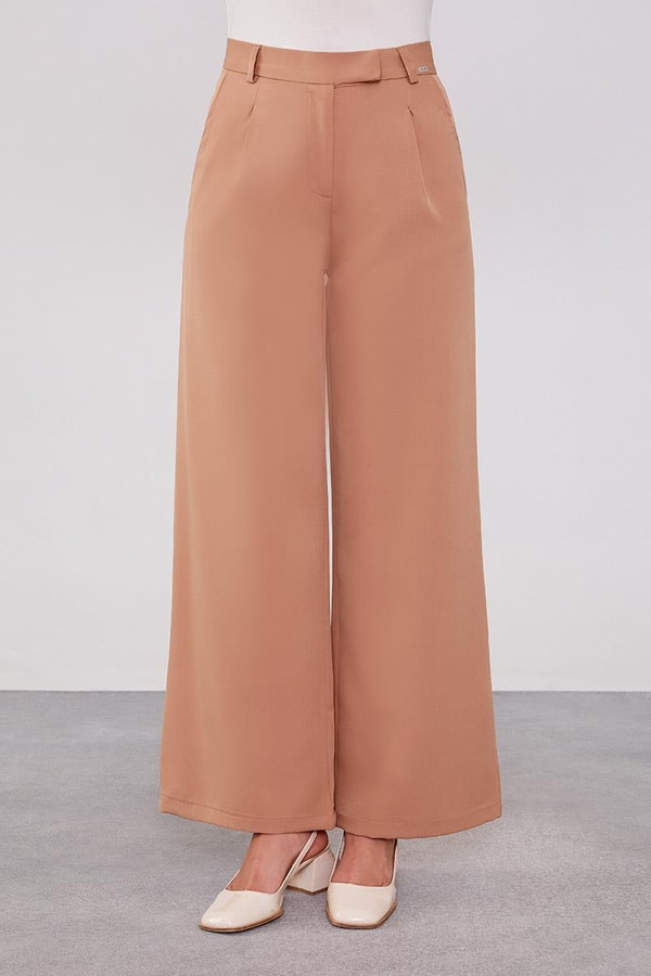 LevidorLevidor Camel Gizli Düğmeli Kumaş Pantolon