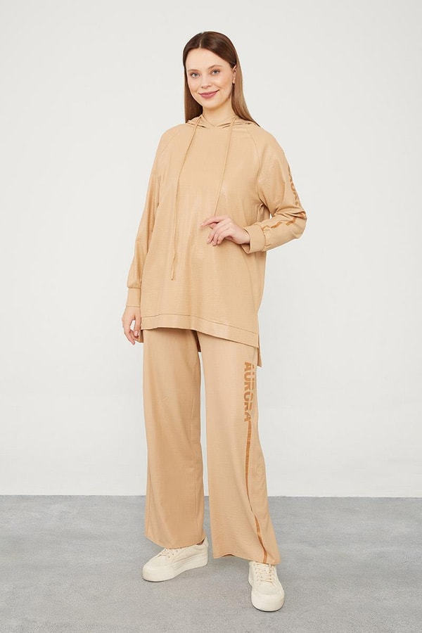 LevidorLevidor Camel Kapüşonlu Kanguru Cepli Spor Takım