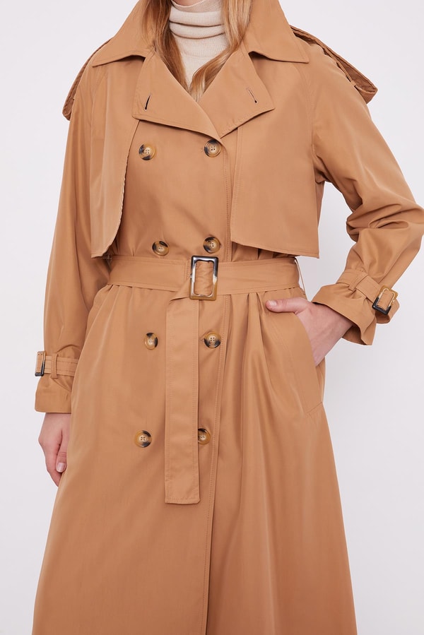 LevidorLevidor Camel Kemer Detaylı Trençkot