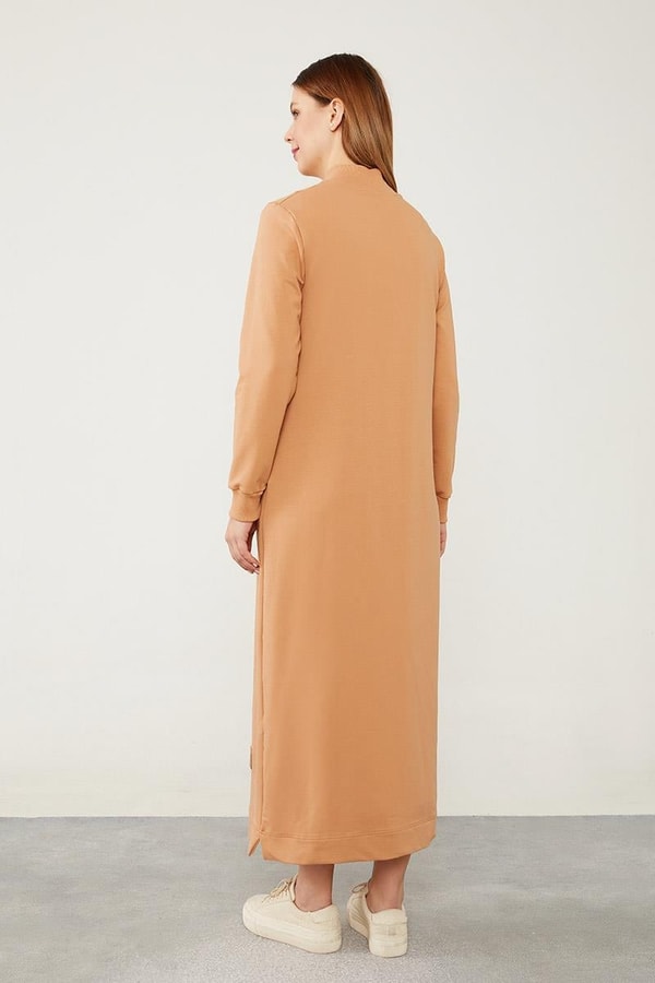 LevidorLevidor Camel Kolları Ribanalı Fermuar Kapama Elbise