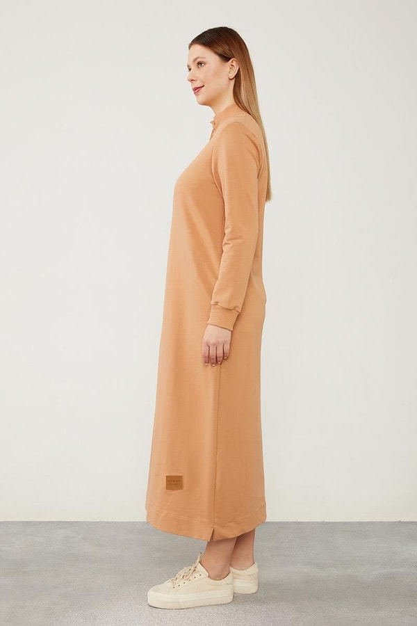 LevidorLevidor Camel Kolları Ribanalı Fermuar Kapama Elbise