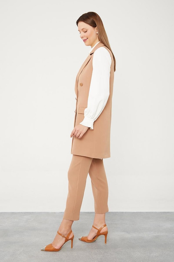 LevidorLevidor Camel Kruvaze Kesim Yelek Pantolon Takım