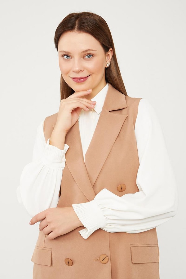 LevidorLevidor Camel Kruvaze Kesim Yelek Pantolon Takım