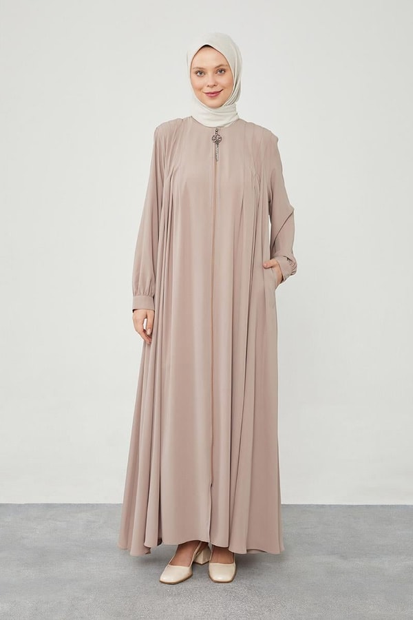 LevidorLevidor Camel Yakası Düğme Detaylı Ferace