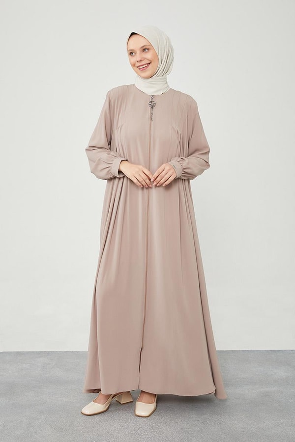 LevidorLevidor Camel Yakası Düğme Detaylı Ferace